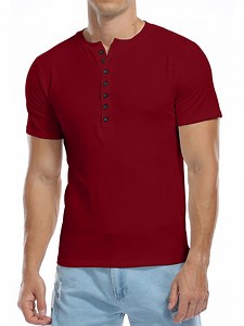 HAOMEILI Men's Henley Shirts Short/Long Sleeve Button T-Shirt Lightweight Fashion Casual Pullover Shirt