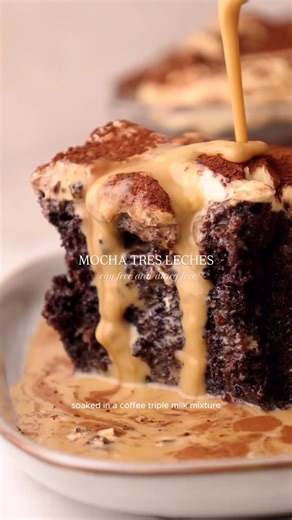 Rosie Brown on Instagram: "Mocha tres leches cake 🤎 Moist chocolate sponge soaked in a creamy coffee milk. This recipe is part of my exclusive subscription content that can be accessed via a subscription to my website or to my Instagram. Please see the link in my bio or google ‘recipe by Rosie’ 🤎 #egglessbaking #dairyfreerecipes #eggless #dairyfree #baking #egglesscakes #eggfreebaking #mocha #tresleches #easyrecipes #treslechescake"