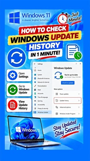 How to Check Windows 11 Update History in 1 Minute! #Shorts #windows11