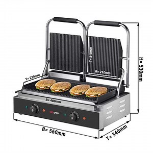 [Hot Item] Hot Selling Commercial Sandwich Press Panini Grill Double Plate Food Machinery Electric Contact Grill Press Grill