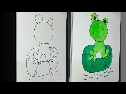 Easy frog drawing tutorial for kids fun 🐸📍