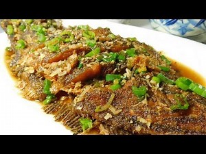 Fried whole Flounder Fish with Spicy Ginger Sauce