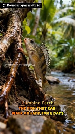 CLIMBING PERCH : The Fish That Can Walk on Land for 6 Days #shorts
