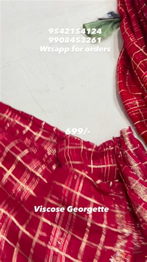 Ms/mangathayaru on Instagram: "Grace in every drape ✨ Viscose Georgette saree with small checks all over — soft, lightweight, and easy to carry 💕 Perfect for daily wear, office wear, and casual outings. 🩷 Available colors: Pink & Red only ▪️ Length: 5.5 meters ▪️ Price: ₹699 only ▪️ Shipping extra Simple checks. Elegant look. Budget-friendly 💫 Hashtags (under 30): #ViscoseGeorgetteSaree #GeorgetteSaree #CheckedSaree #SmallChecksSaree #PinkSaree RedSaree DailyWearSaree OfficeWearSaree Lightwei