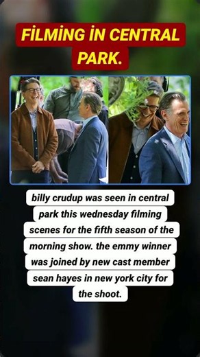 Billy Crudup films the fifth season of The Morning Show with Sean Hayes in Central Park