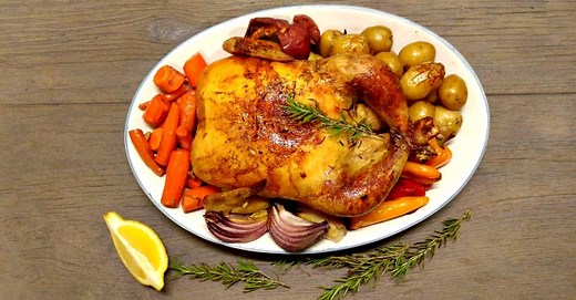 One Pot Roasted Chicken and Vegetables - Easy One Pan Roast Chicken