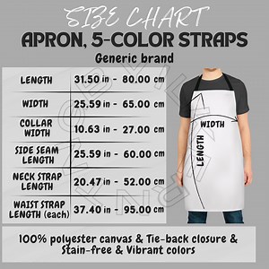 Apron Size Chart I Apron, 5-color Straps Size Chart I Apron, 5-color Straps (AOP) Size Chart I Download Size Chart I Apron Mockup - Etsy