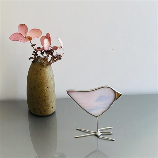 Folk Art Bird Ornament - Unique Standing Stained Glass Suncatcher - Handcrafted in Canada - Etsy