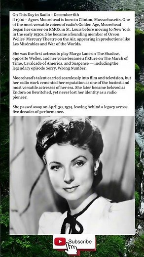 On This Day in Radio – Agnes Moorehead