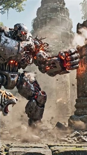 Robot and a tigers fighter