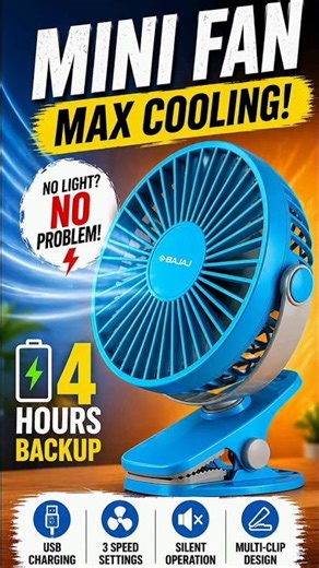 Best Mini Fan 2026 🔥 Bajaj Pygmy Mini Fan Review | Power Cut Solution #shorts