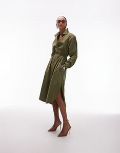 ASOS DESIGN oversized maxi shirt dress in olive green | ASOS