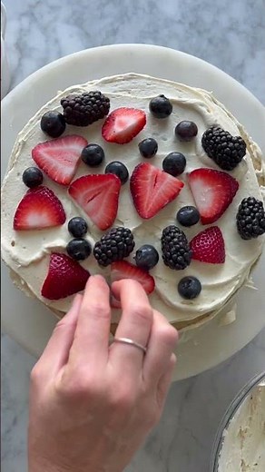 Easy Homemade MOIST Chantilly Cake #vegancake #chantillycake #berries