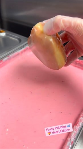 Rocco's Doughnut Company | Only thing better than ❤️ shaped donuts is ♥️ shaped donuts with honey glaze, strawberry frosting, and Fruity Pebbles on top 🥰... | Instagram