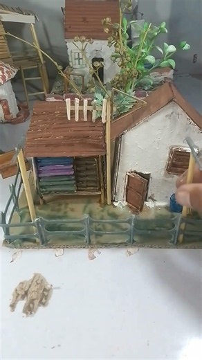Miniature Village House With Lights, Trees & Fence ✨ | DIY Mini Construction | NS Mini Wonders
