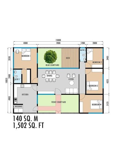 Modern Courtyard House Design | 4 Bedrooms