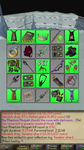 I went Nearly 7x Over the Drop Rate for This at Phantom Muspah #osrs #gaming #runescape