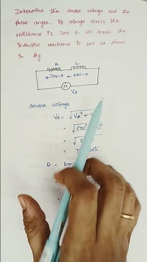 Find the source voltage and the phase angle for the given circuit