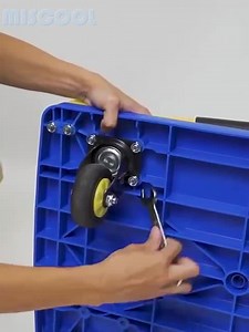 Miscool 440 lbs. Blue Heavy-Duty Steel Platform Truck Dolly Flatbed Hand Cart with Folding Handle, Brake Wheels, Swivel Casters HPHC-440A-BU