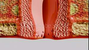 internal and external hemorrhoids piles, Human Anatomy Cross section, fistula, fissure, Virus infection in anal canal or lower rectum, treatment and prevention concept, external thrombosis, 3d render