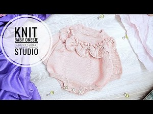 KNIT Baby Onesie/Romper "CURLY GIRLY"
