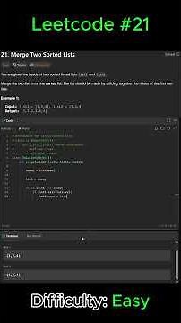 LeetCode 21: Merge Two Sorted Lists - Python Solution in 3 Minutes