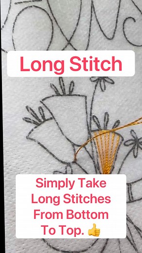 4.8K views · 23 reactions | The long stitch is a great way to fill a large space and add color to your hand embroidery project in no time at all! A full length video tutorial is available on the Stitches of Love YouTube Channel. #handembroidery #handembroiderytutorial #handembroideryforbeginners #solq #agirlslife #gardengirls | Stitches of Love | Facebook