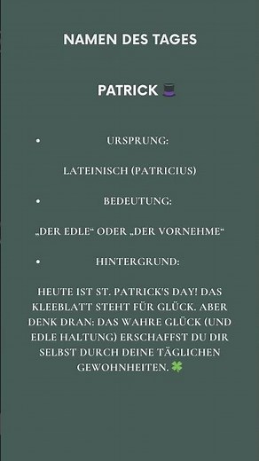 Bedeutung Name PATRICK – St. Patrick's Day 17.03. ☘️ #shorts