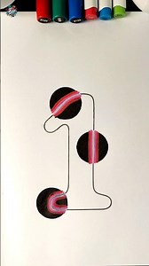 Stylish Number 1 Art with Pink Abstract Flair! | Modern Line Drawing 😀✨ #Shorts