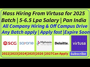 Biggest OffCampus Drive Virtusa, Deloitte, Mphasis, SCG | 2022, 2023, 2024, 2025, 2026, 2027 Batch