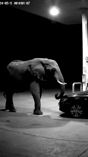 CCTV Caught Elephant at Gas Station 🐘⛽ | Real Midnight Footage.