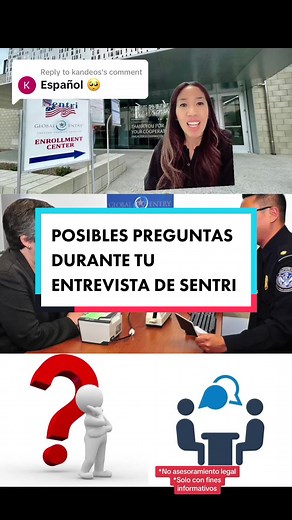 Replying to @kandeos #greenscreen Aqui estan algunas posibles preguntas que el oficial de CBP te haga en tu entrevista de SENTRI❕ Síguenos para más información 🙌 #sentri #globalentry #consultant #legaldocumentassistant #tramites #tramites #tijuana #sandiego #garitasanysidro #chulavista #losangeles #mexico🇲🇽 #mexicali #sanluisriocolorado #immigration #migración #immigrantconsultant #paralegal #garitas #border #frontera
