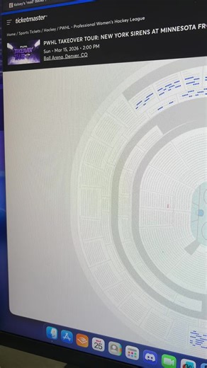 Only 300 level seats remain with 5 in the 100 level for the @Minnesota Frost and @New York Sirens game on March 15 at Ball Arena. Let’s sell it out! Fortunately, I purchased my club level tickets back in December not knowing how popular @The PWHL would become 😁 Can’t wait for this game! Don’t pay the reseller prices 🚫 #pwhl #womenshockey #denver #colorado #ballarena