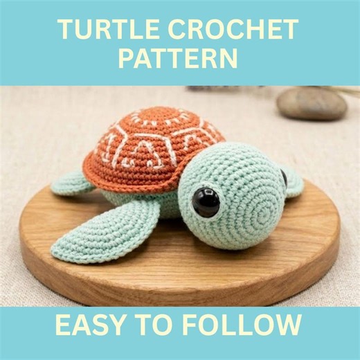 Easy Crochet Turtle Pattern PDF - Perfect Beginner Amigurumi Project for Baby Gifts - Small Cuddly Sea Turtle Plushie Instruction Download - Etsy