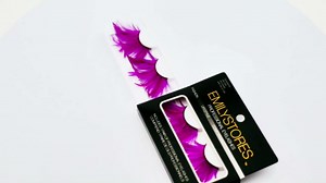 EMILYSTORES Pink Faux-Feather Costume Eye Lashes For Halloween, Dramatic Eyelashes, Party Looking, 1 Pair