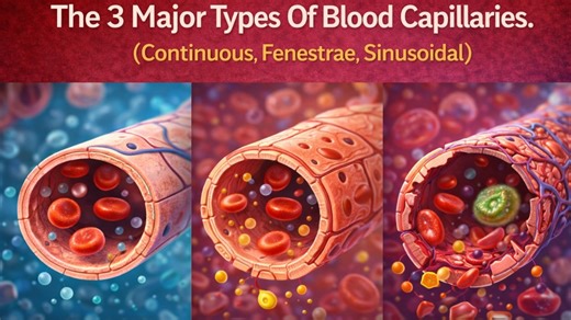 The 3 Major Types Of Blood Capillaries. (Continuous, Fenestrae, Sinusoidal)