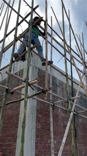 Bamboo Scaffolding Setup | Strong Build #shorts #construction