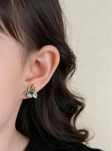 Colorful Enamel Hummingbird Earrings -clip-on Earrings for Children-pain-free Earrings-earrings Without Piercing - Etsy