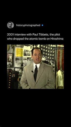 Paul Tibbets, the pilot of the aircraft that dropped the atomic bomb on Hiroshima, stated in a 2001 interview that he never regretted his actions, considering the mission a necessary military decision that saved lives by ending World War II. He emphasized that morality was not a factor in warfare and that he never lost sleep over the decision. Credit: @wbns10tv | History In Pictures