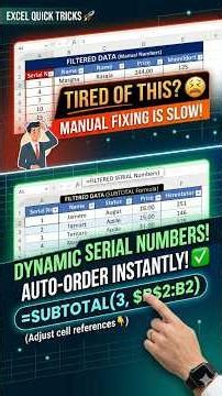 Stop Doing This in Excel! 🛑 Dynamic Serial Numbers Hack 🤯