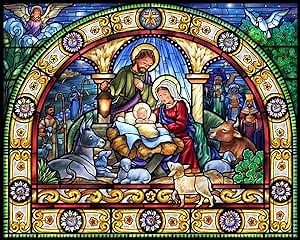 Vermont Christmas Company Stained Glass Holy Night Jigsaw Puzzle 1000 Piece