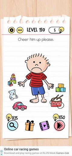 Brain Test Level 159 cheer him up Walkthrough