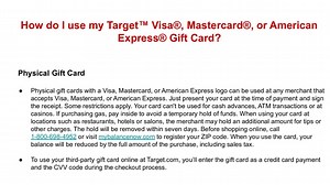 How do I use my Target Gift Card ™ Visa®, Mastercard®, or American Express® Gift Card?