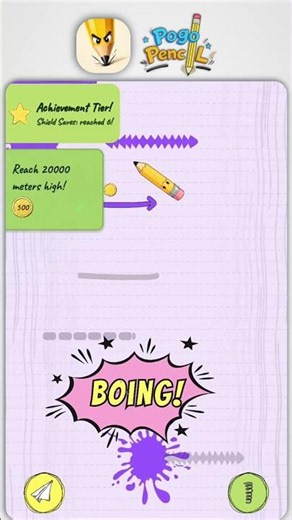 POGO Pencil Gameplay ✏️🔥 | 20,000 Height Achievement + Revive or x2 Coins?