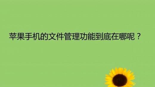 苹果手机的文件管理功能到底在哪呢？