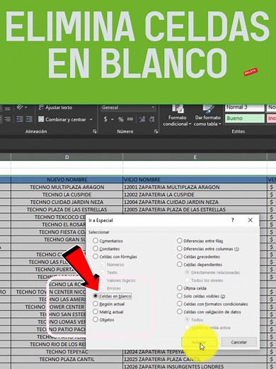 Cómo eliminar celdas o filas múltiples en Excel