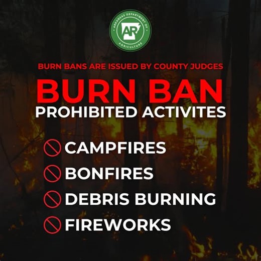 Burn bans in effect for 17 counties in Arkansas