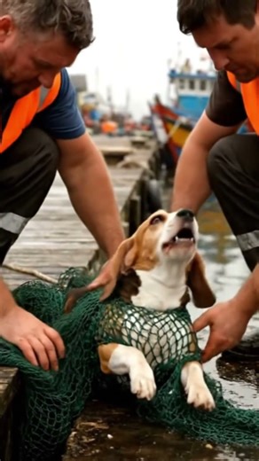 Heroic Port Workers Rescue Dog from Entangling Net