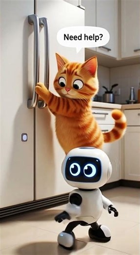 Milo the Smart Cat Can't Open the Fridge… Robot Saves the Day! 🐱🤖 #robot