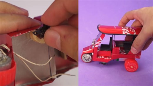 Build a Mini Rickshaw Using DC Motor and Coca-Cola Cans